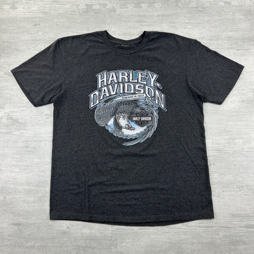 Vintage Harley Davidson‎ Shirt Size XL Gray Dragon Grand Canyon Biker Motorcycle